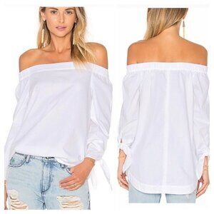 Free People Tunic Blouse Off The Shoulder White Size S Small Sleeve Ties